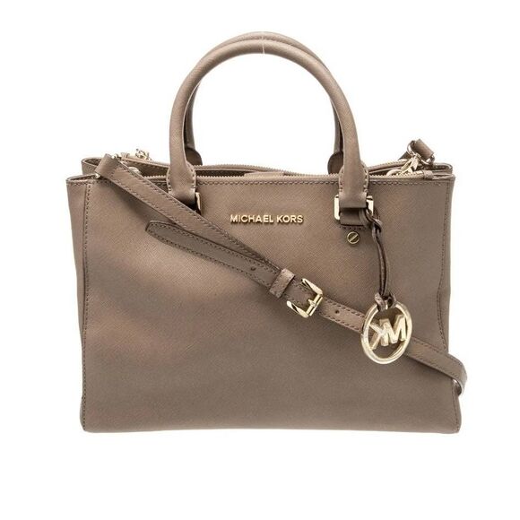 MICHAEL KORS Camel Tan Saffiano Leather & Gold Hardware Top Handle Bag - Picture 1 of 9